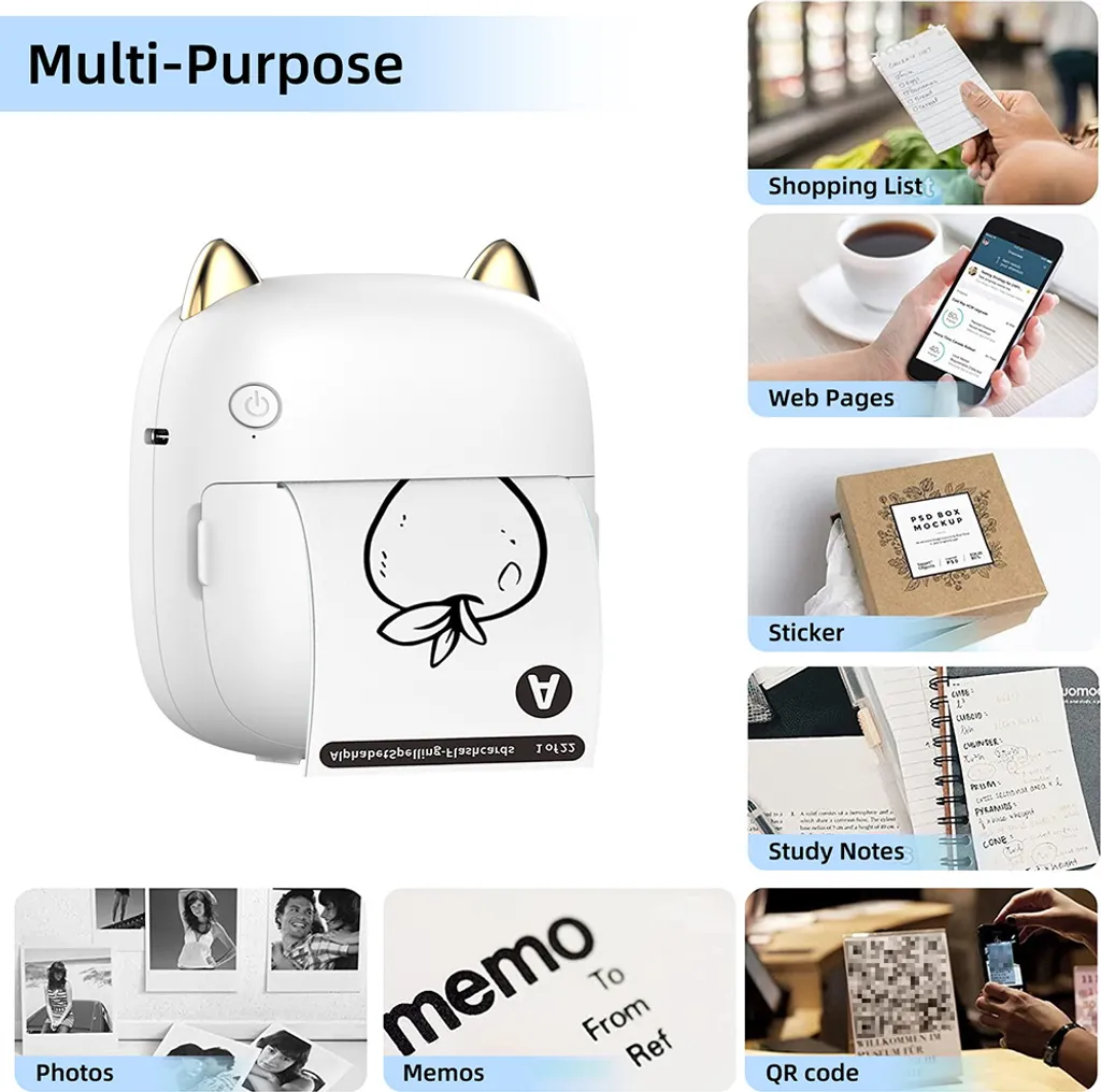 C23 Mini Stampante Termica Bluetooth | 200 DPI Inkless Printer - 3