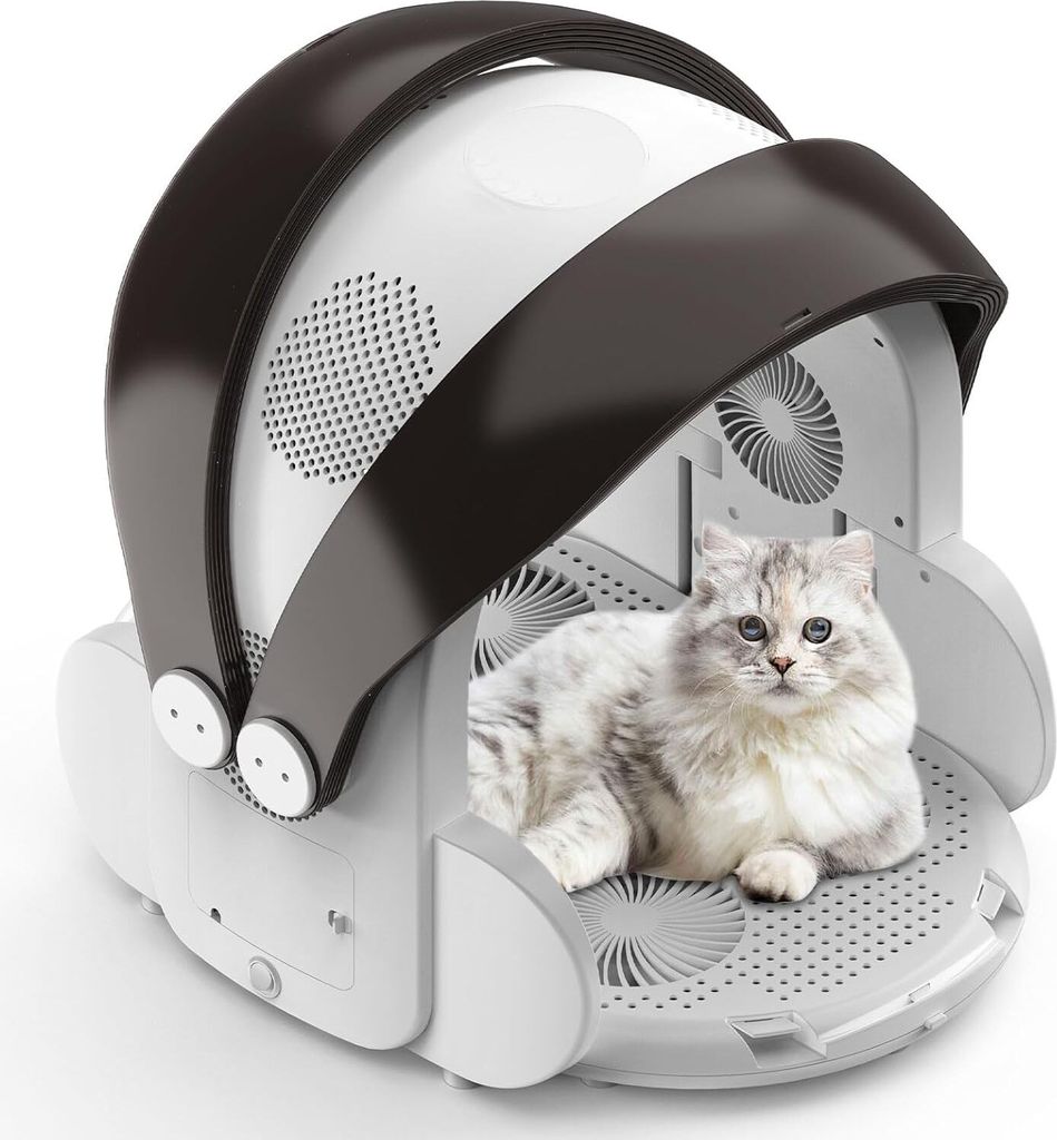 Haustier-Trockner, Automatischer Haustier-Föhntrockner-Box für Katzen und kleine Hunde, Professioneller 360° Warmlufttrockner,