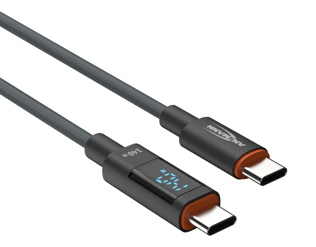 Câble USB-C 2.0m ANSMANN 1700-0171 avec Écran de Contrôle Intégré