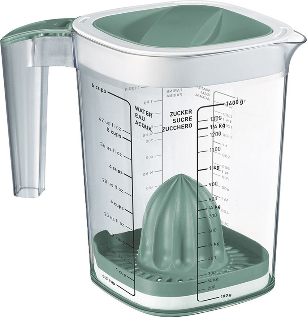 Rotho Messbecher 1,5 l Loft - Meßkanne 19,8 x 12,7 x 17,8 cm - Meßbecher mit Messskala - Messkanne aus Kunststoff - Messbehälter mit Ausgusslippe