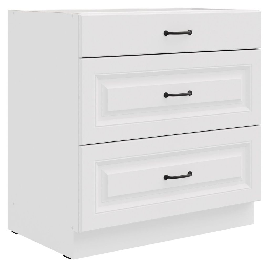 Küchen Unterschrank 80 cm Stilo Weiß Vollauszug Soft-Close Produktbild 