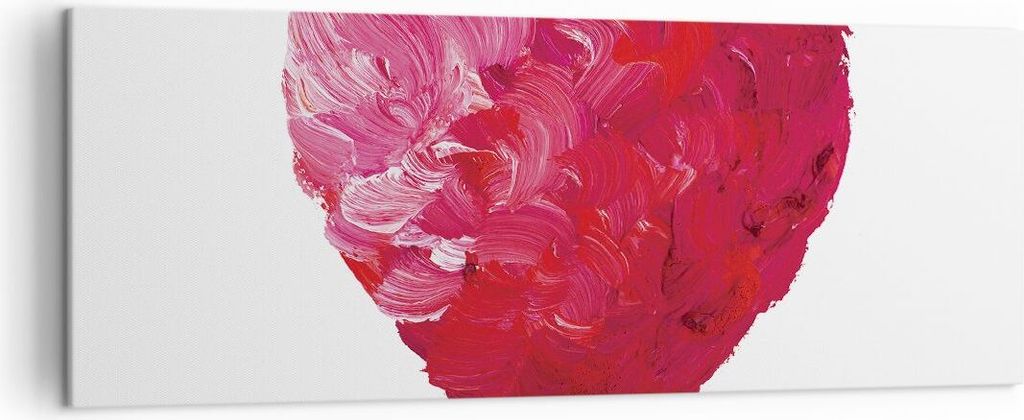 Bild auf Leinwand - Leinwandbild - Einteilig - Rot Herz Aquarell - 140x50cm - Wand Bild - Wanddeko - Wandbilder - Leinwanddruck - Bilder - Wanddeko...