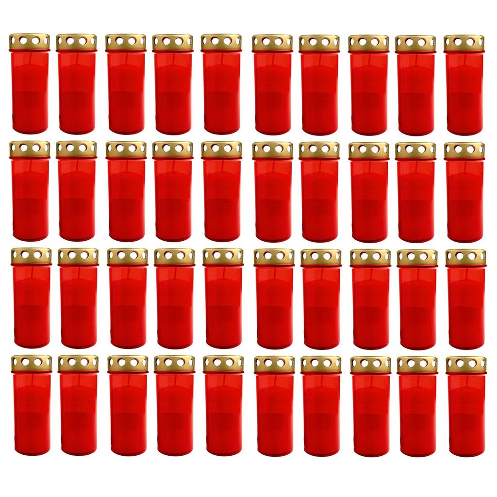 40er Set XL Grablicht Rot Grabkerze mit Deckel Großer Produktbild 