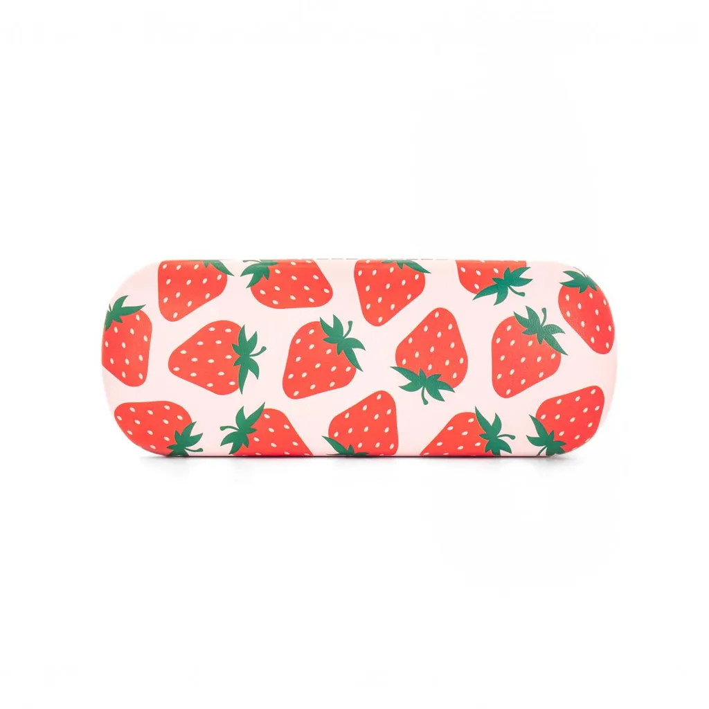 Set Custodia Occhiali Fragole Vintage - Astuccio Hard Shell con Panno