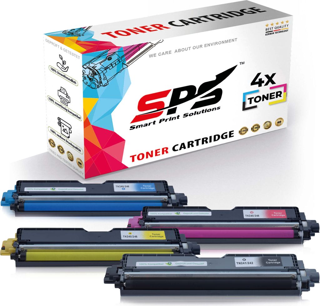 4er Multipack Set Kompatibel für Brother HL-3140CW Drucker Toners Brother TN-242K TN-241K Schwarz, TN-246C TN-245C Cyan, TN-246Y TN-245Y Gelb, TN-...