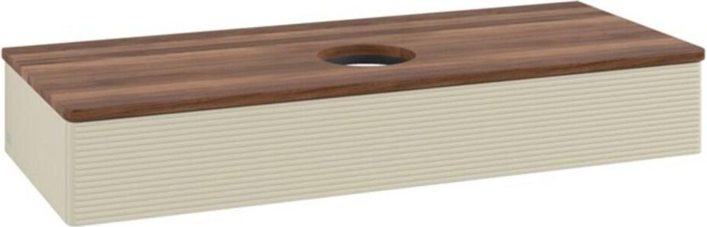 V&B Waschtischunterschrank mit Frontstruktur, mit Beleuchtung Antao 120x19x50cm, WBP w. wal, si Gr m Lac