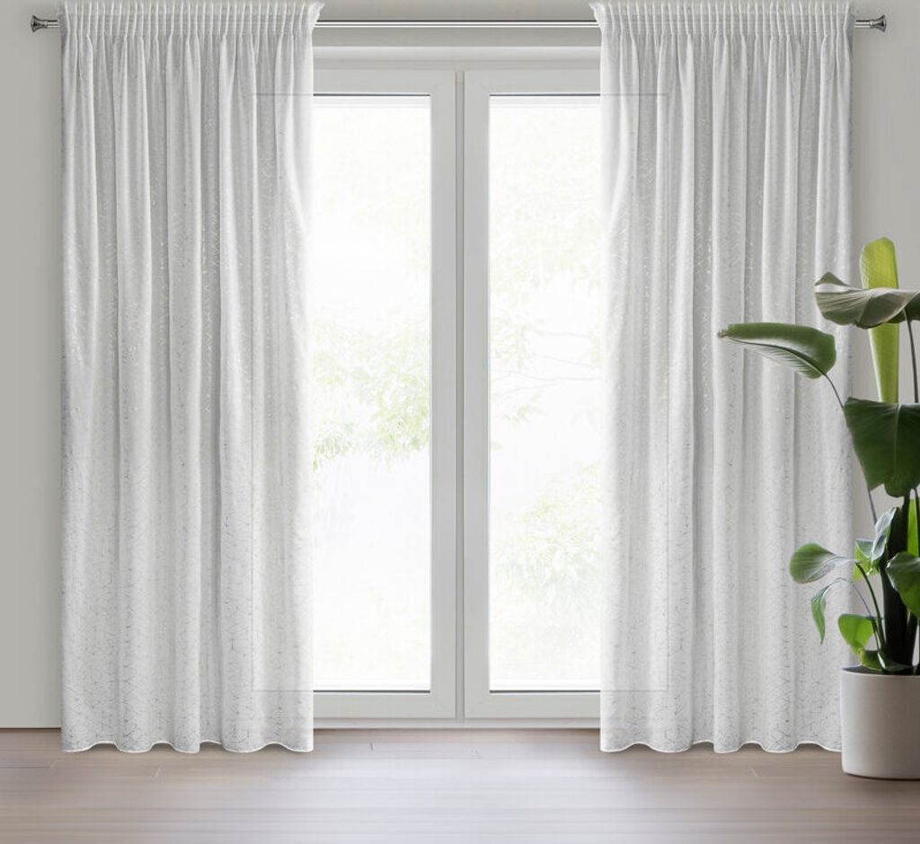 Gardine ROxI weiß champagner 140x270 cm  Kräuselband Produktbild 
