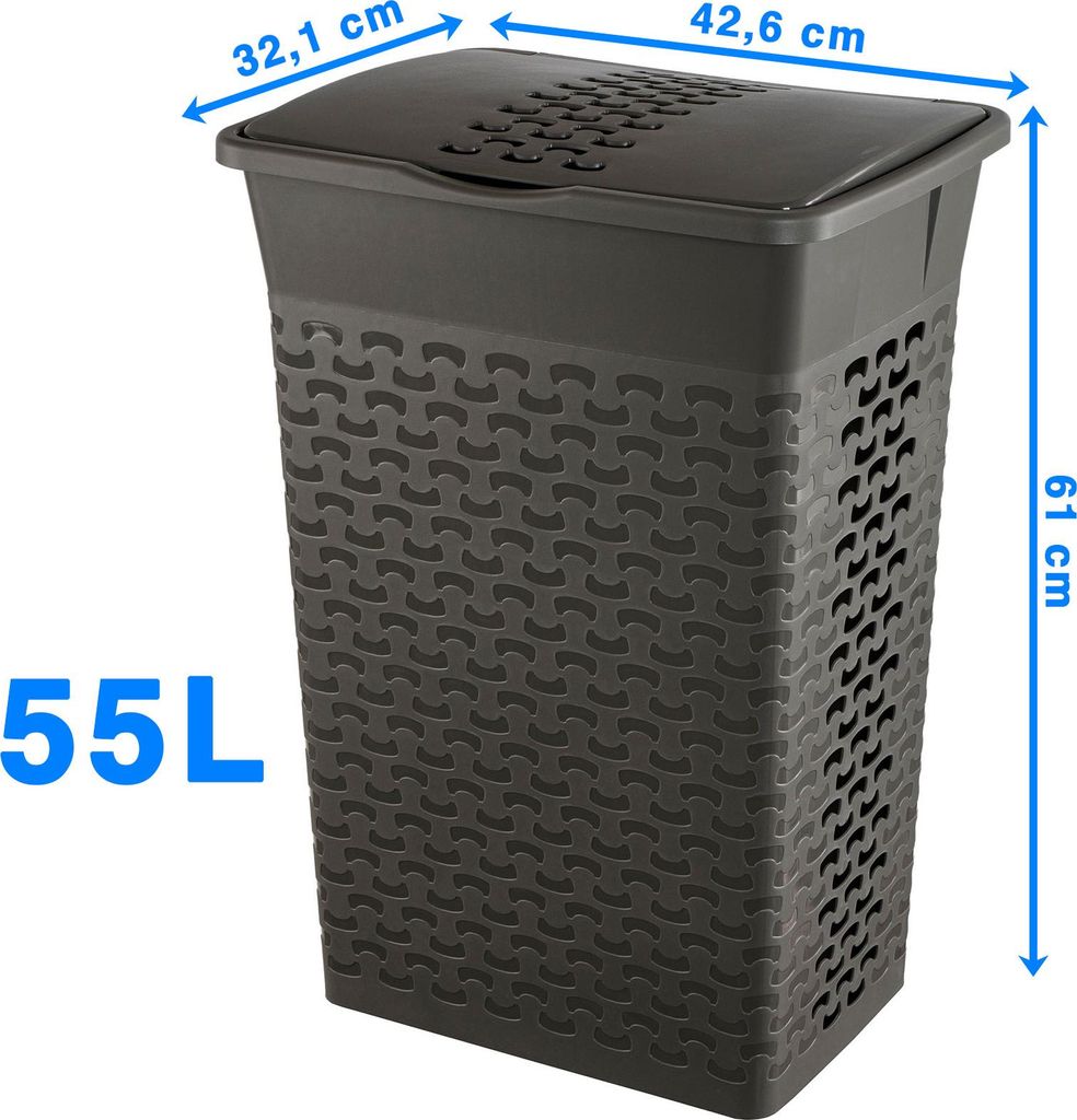 Panier à linge en plastique aspect tressé 55 L Bac à linge Image du produit 