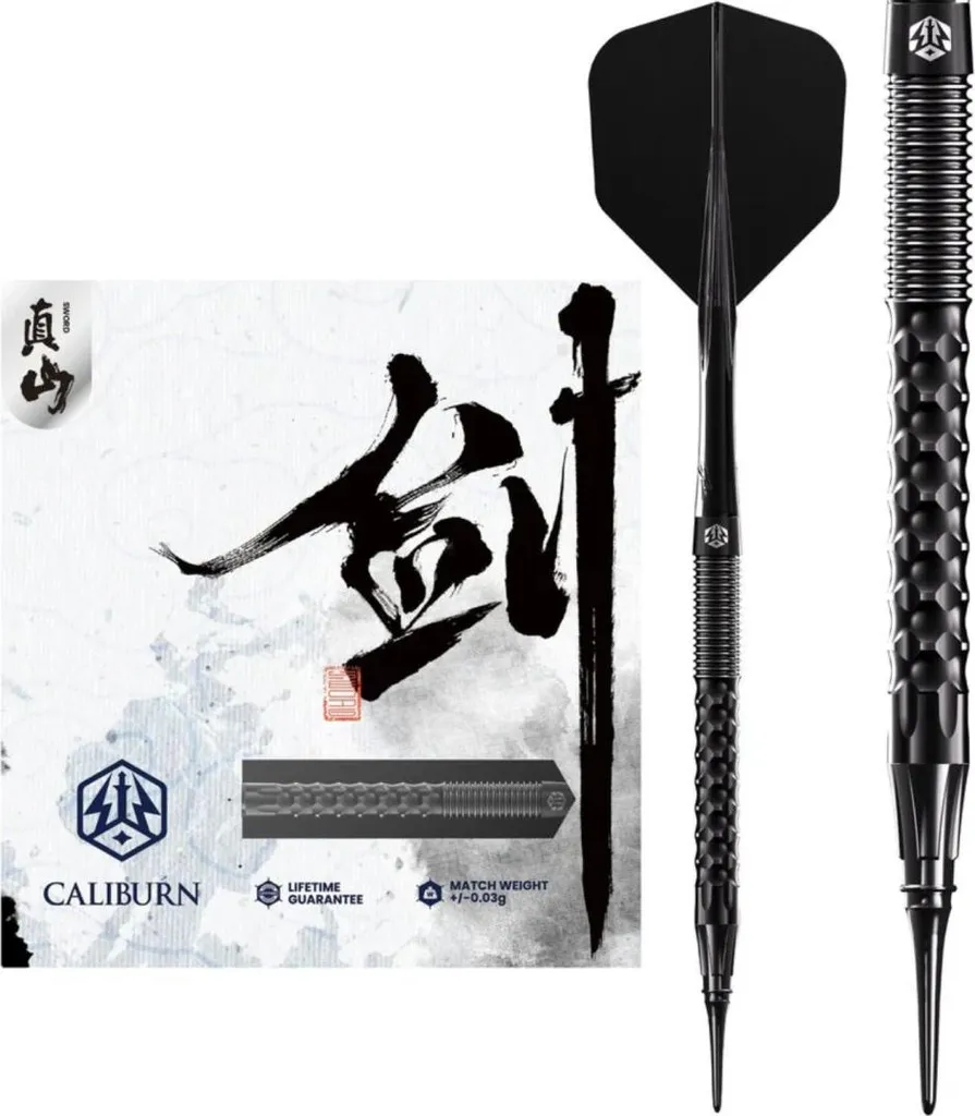 Jeu de fléchettes pointe plastique 95% Tungstène Caliburn Sword 19.5g
