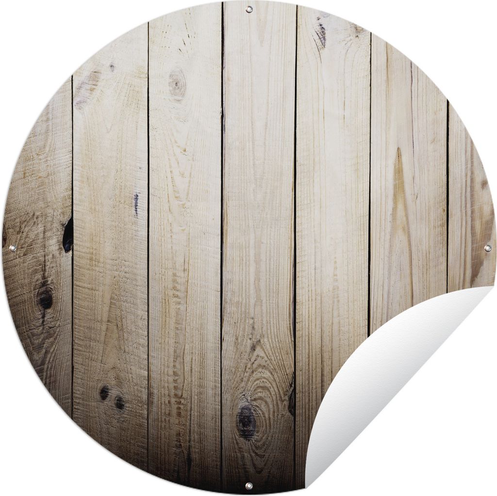 MuchoWow Gartenposter Outdoor-Poster Rund Regal - Baum - Holz - Ländlich Ø 120 cm Gartendeko Rundes Poster draußen