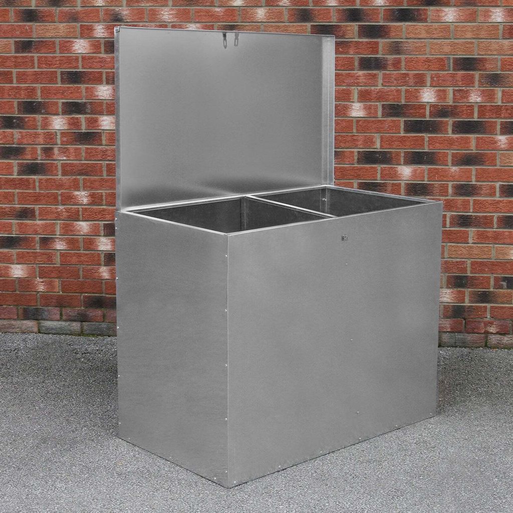 Verzinkter Futterbehälter 2 Fächer 64 L Futtertonne Produktbild 