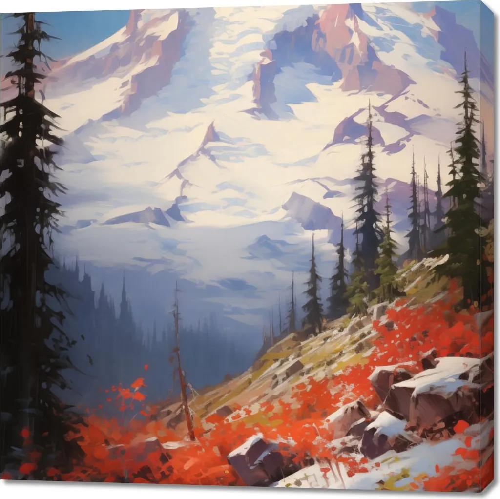 Offerta Quadro Panorama Montagna 100x100 cm - Telaio Legno Alta Qualità