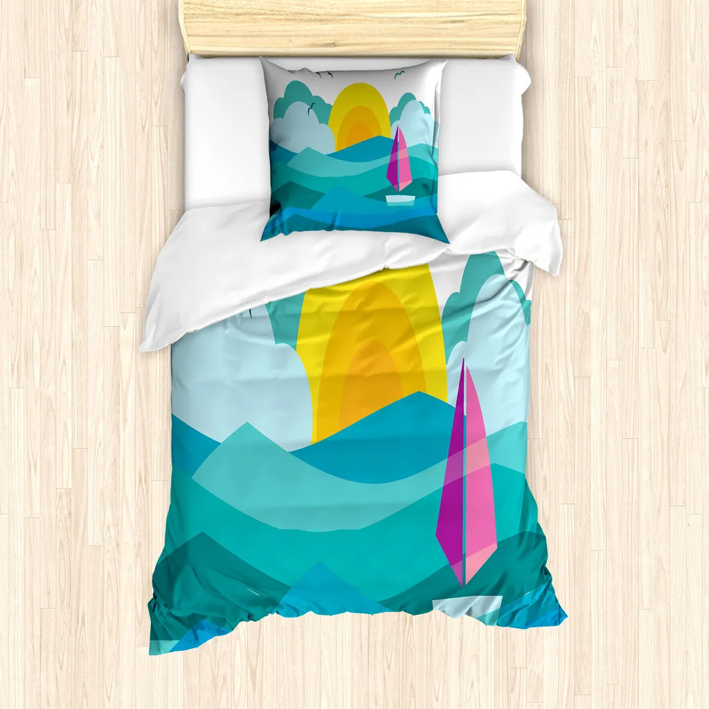 Set Letto Singolo ABAKUHAUS Antiacaro | Sunny Sea Sail con Federa