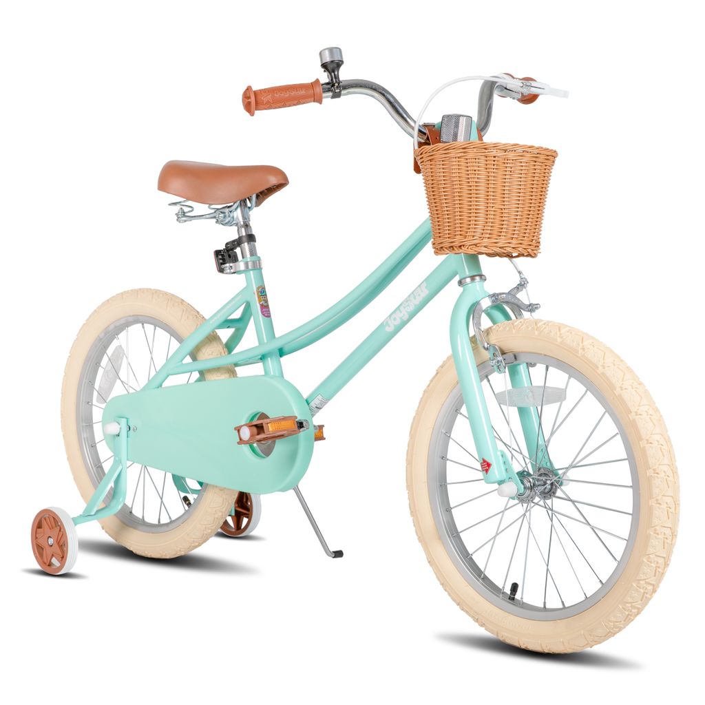 JOYSTAR 12/14/16/18/20 Mädchenfahrrad für 2-13 Jahre alte Kinder, 12" 14" 16" Kinderfahrrad mit Stützrädern & Korb, 20 Zoll mit Ständer, Minzg...