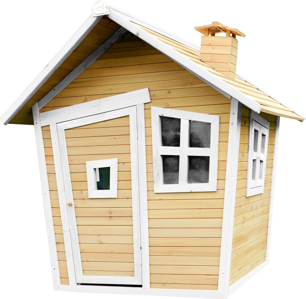AXI Spielhaus Alice aus Holz | Outdoor Kinderspielhaus für den Garten in Braun & Weiß | Gartenhaus für Kinder mit Fenstern