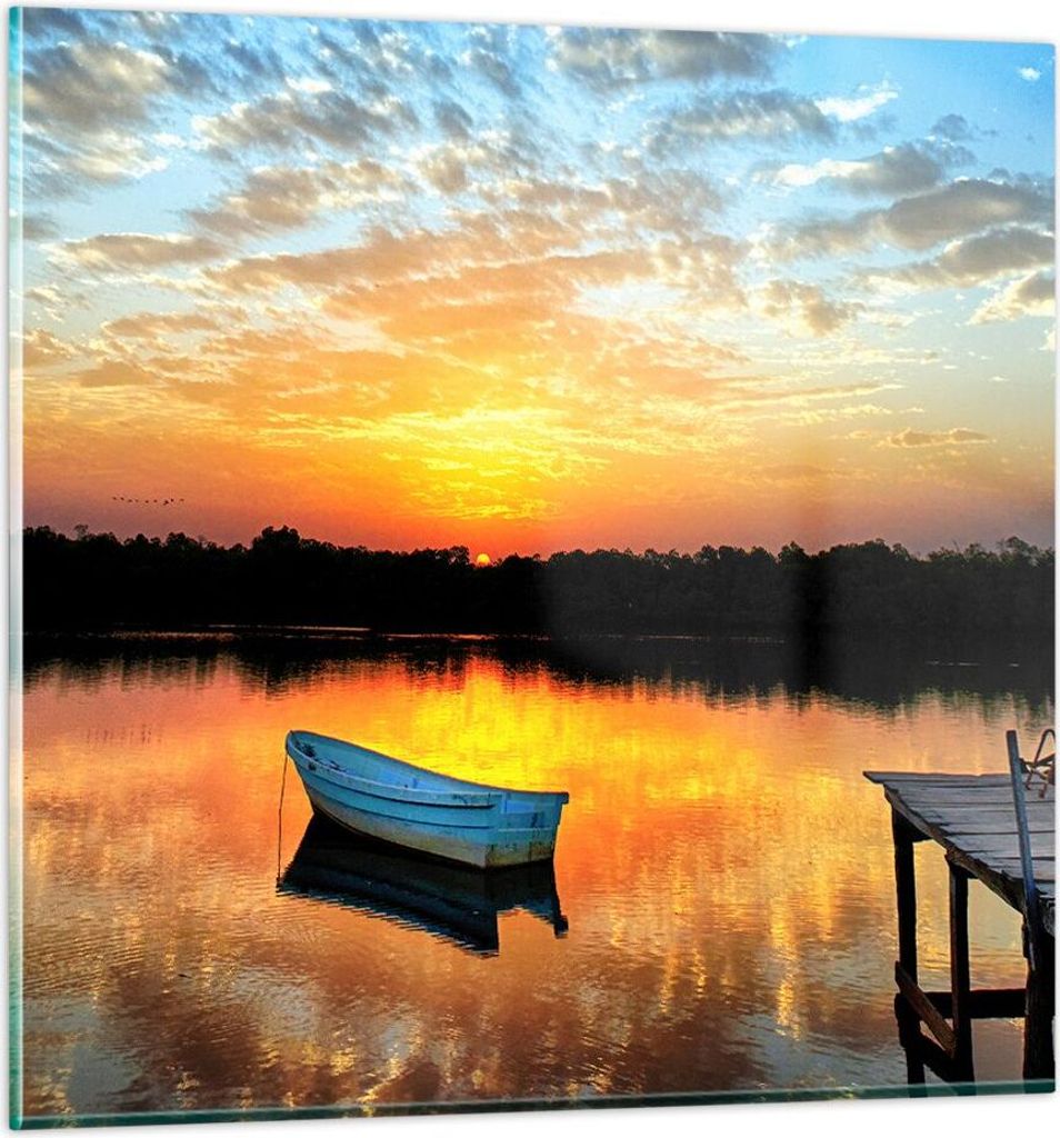 Bilder auf glas - Landschaft Sommer Meer - 40x40cm - Glasbilder - Wandbilder - Kunstdruck - zum Aufhängen bereit - Wanddekoration aus Glas - Glas ...