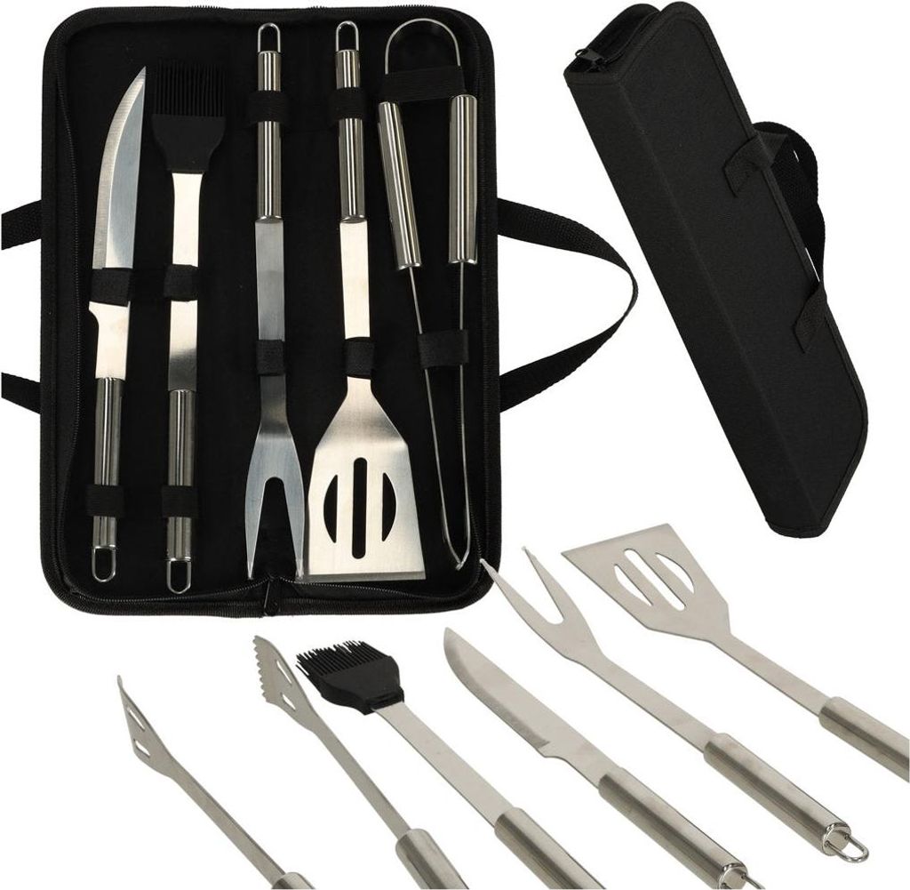 Sztućce do grilla akcesoria grillowe zestaw w etui 6 w 1 Zdjęcie produktu 