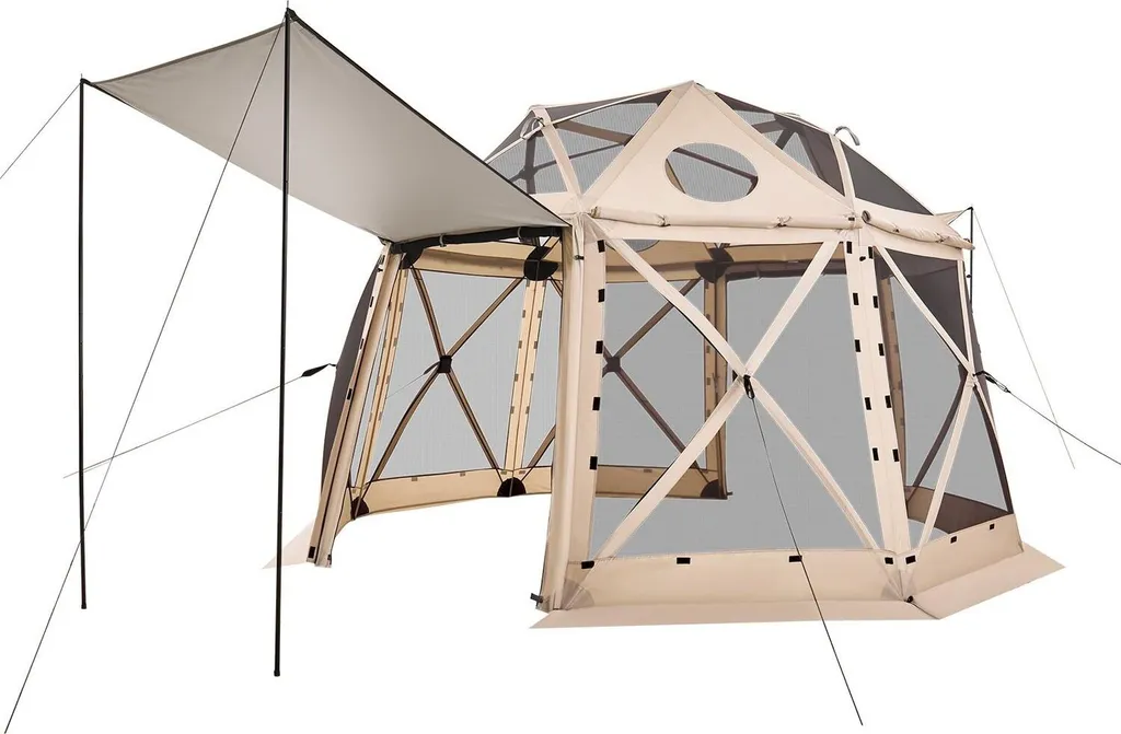 Abri de jardin pop-up et tente de camping familiale 3,6m coloris beige