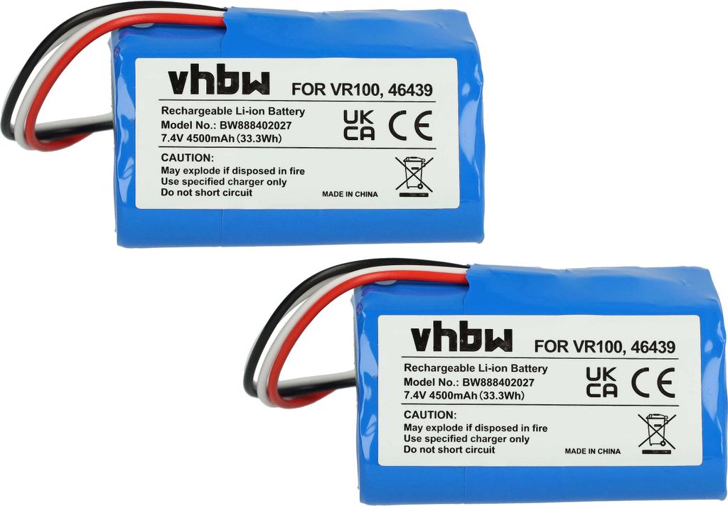 vhbw 2x Akku kompatibel mit Vorwerk Kobold VR100 Saugroboter (4500 mAh, 7,4 V, Li-Ion)