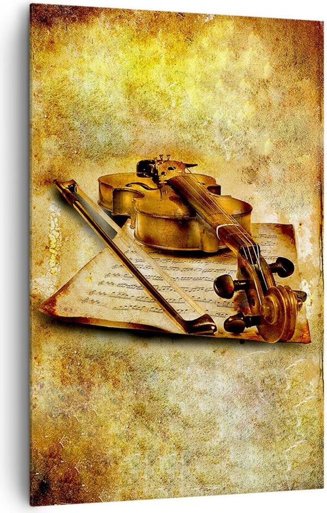 Bild auf Leinwand - Leinwandbild - Einteilig - Violine Instrument Notizen - 80x120cm - Wand Bild - Wanddeko - Wandbilder - Leinwanddruck - Wanddeko...