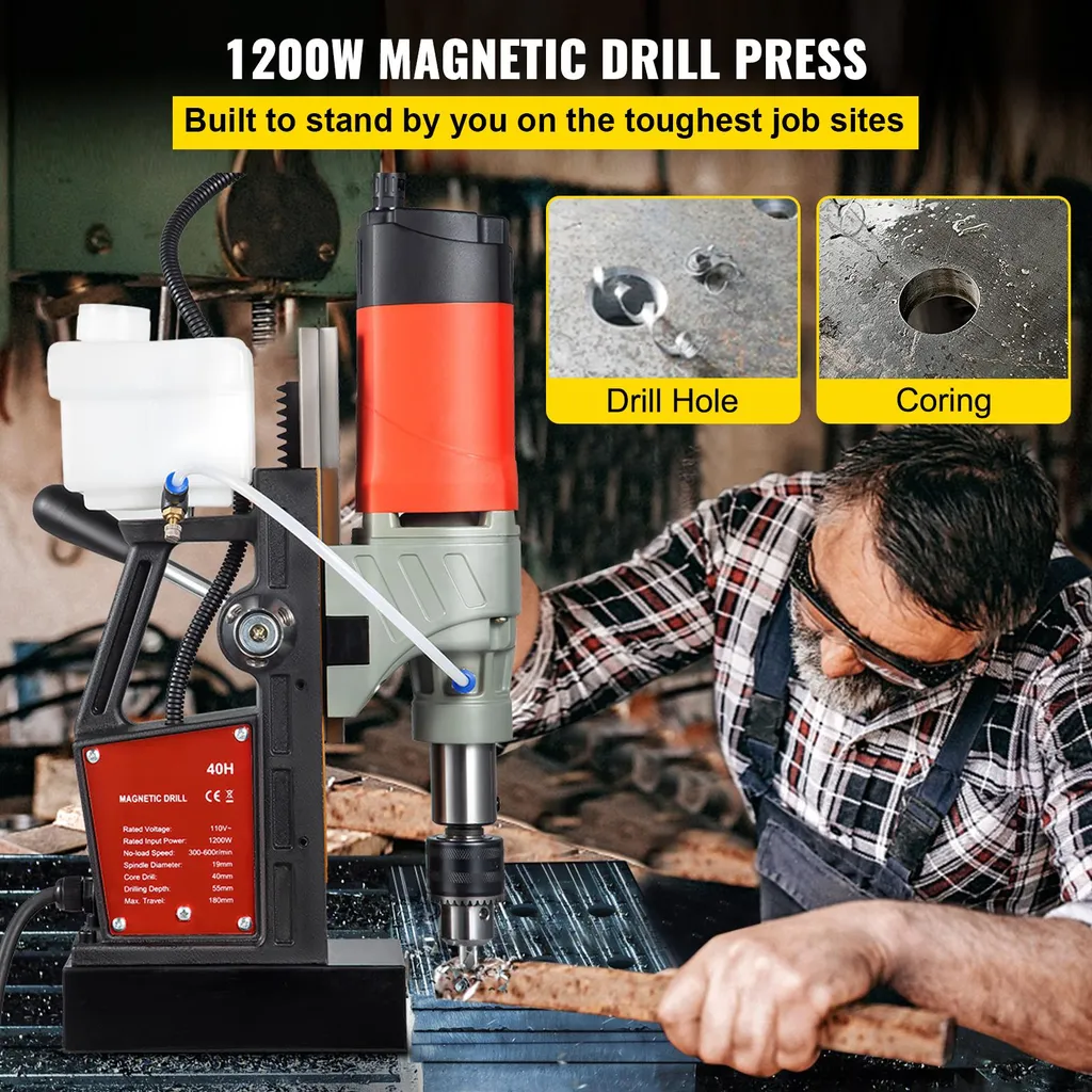 Mag Drill Press 1200W à Vitesse Variable avec Attraction de 13000N Pro