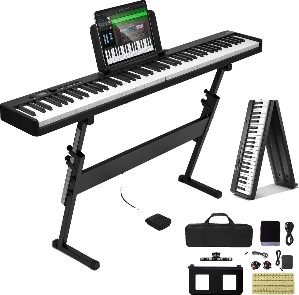 Piano Numérique de Voyage Pliant 88 Touches avec Bluetooth et Support