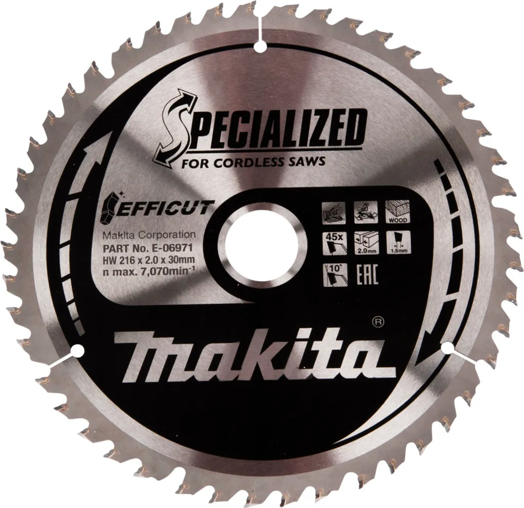 Lame de Scie Circulaire Makita EFFICUT 216mm pour Coupe de Bois