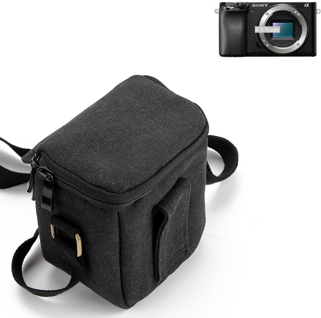 K-S-Trade Umhängetasche kompatibel mit Sony Alpha 6100 Schulter Tasche Tragetasche Kameratasche Fototasche schwarz Schutzhülle Zubehörtasche