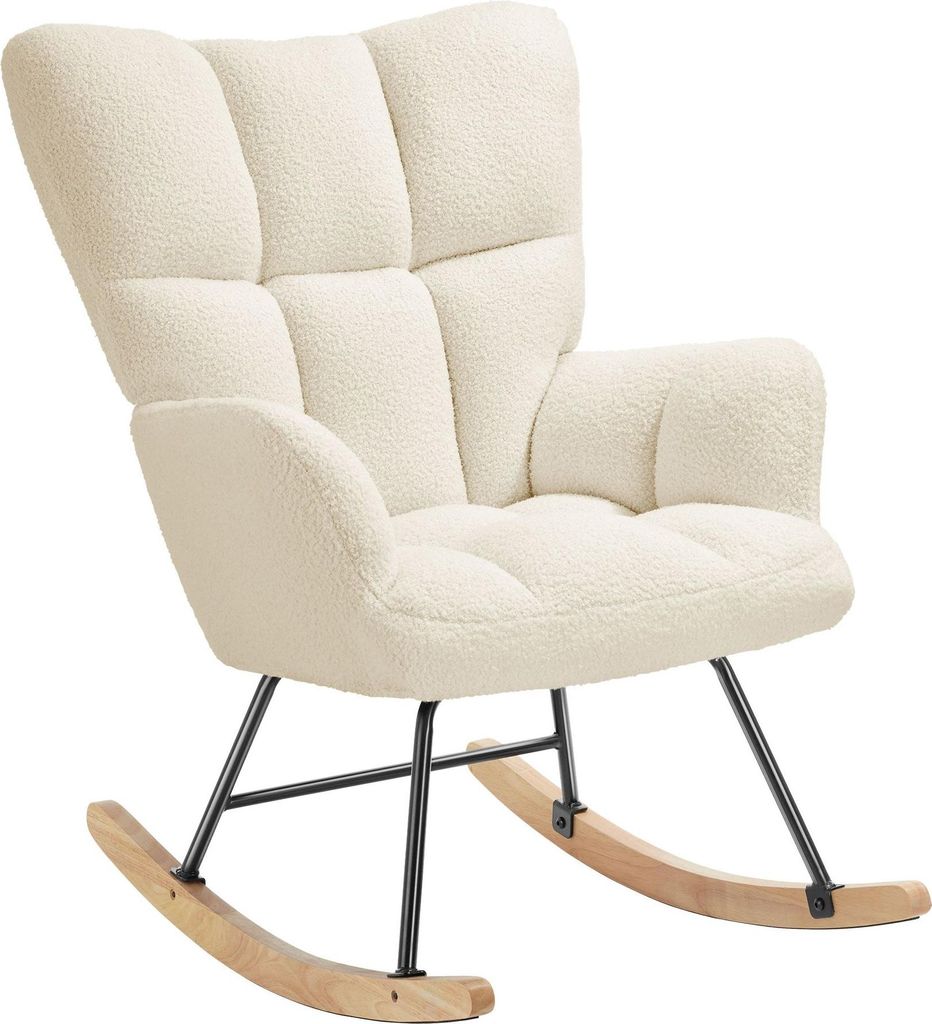 Fauteuil à bascule TORVE rembourré - Bouclé beige Image du produit 