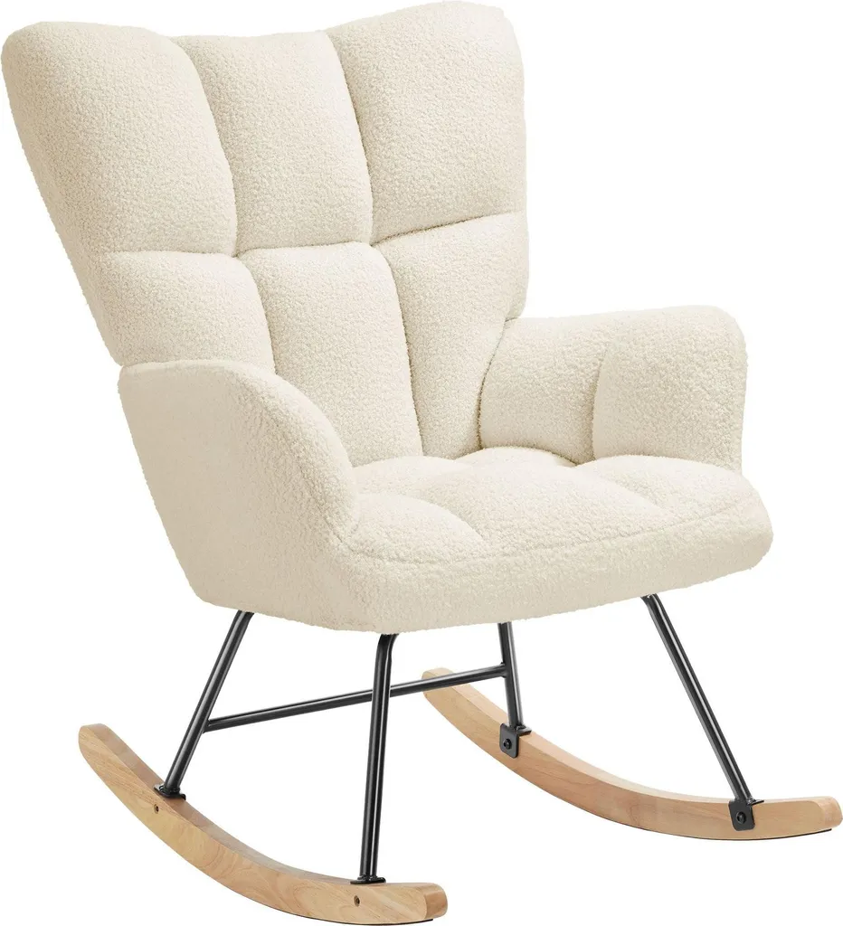 Fauteuil à bascule TORVE en tissu bouclé beige - Rocking chair design