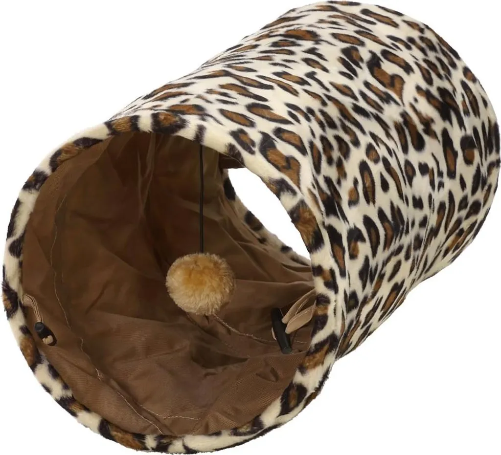 Tunnel de jeu pour chat et chaton accessoire pliable marron 50cm