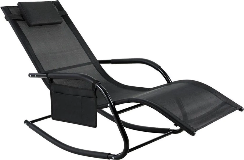 Lettino Deluxe Nero: Sedia da Spiaggia e Giardino Pieghevole Professionale