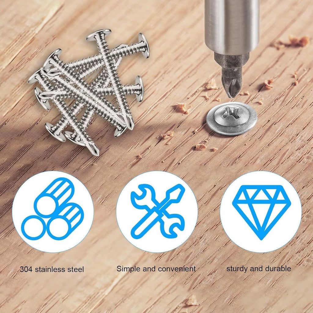 60 Stück Flachkopf Innensechskantschrauben Bohrschrauben,blechschrauben selbstschneidend,bohrschrauben edelstahl,selbstschneidende schrauben edels...