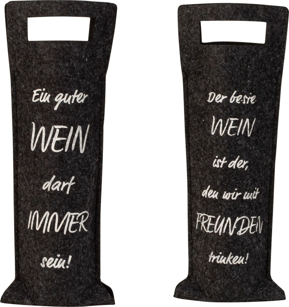 2 x Weintasche Weinflaschentüte Geschenkverpackung aus Filz schwarz Höhe 41 cm Breite 14,5 cm
