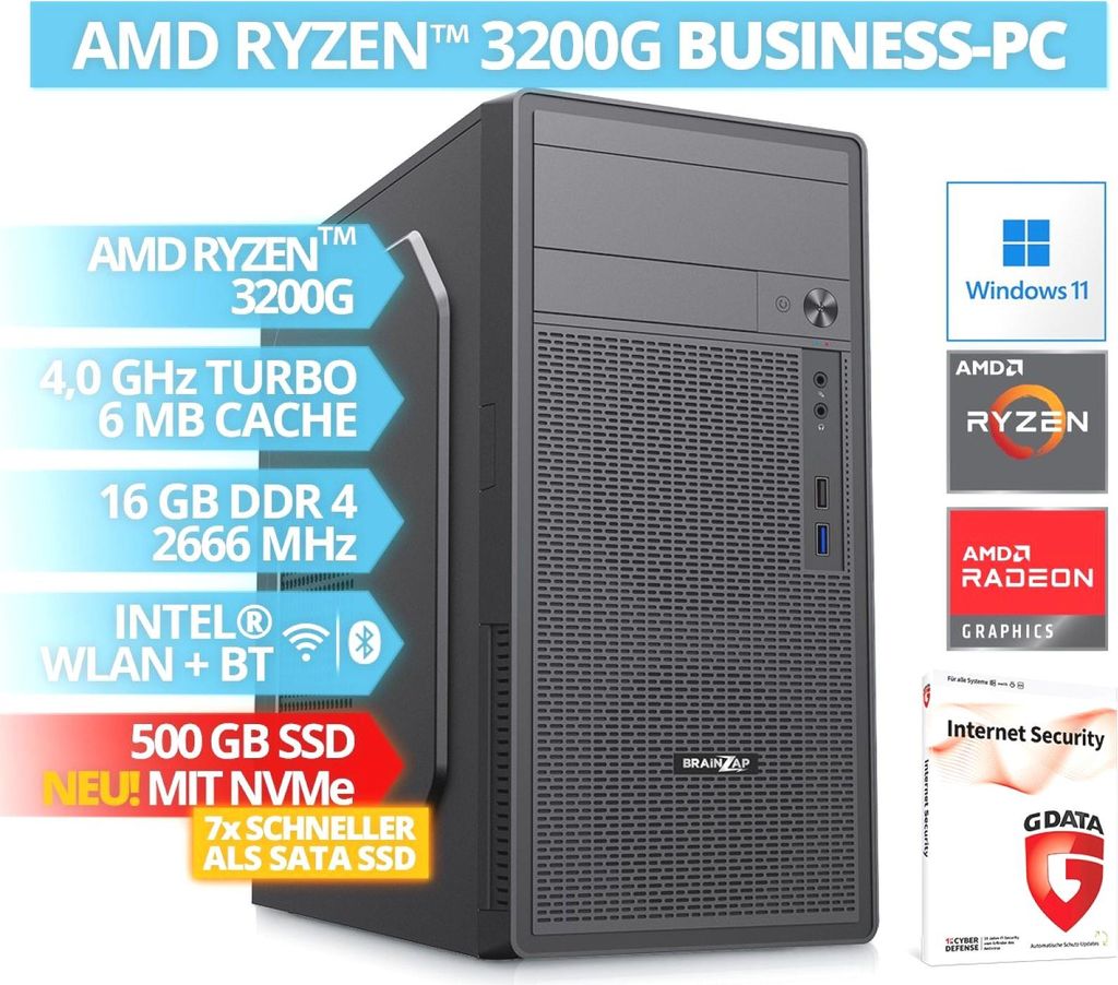 BRAINZAP AMD Ryzen 3 3200G štvorjadrový kancelársky/biznis Obrázok produktu 