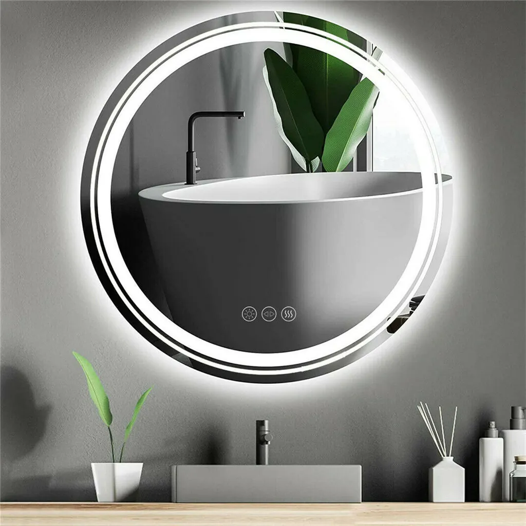 Miroir de salle de bain rond avec éclairage LED et touche tactile 60cm