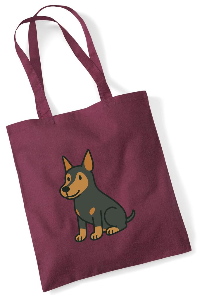 Huuraa Jutebeutel Pinscher Comic Pinschi 10 Liter Burgundy Baumwolle Tasche Geschenkidee