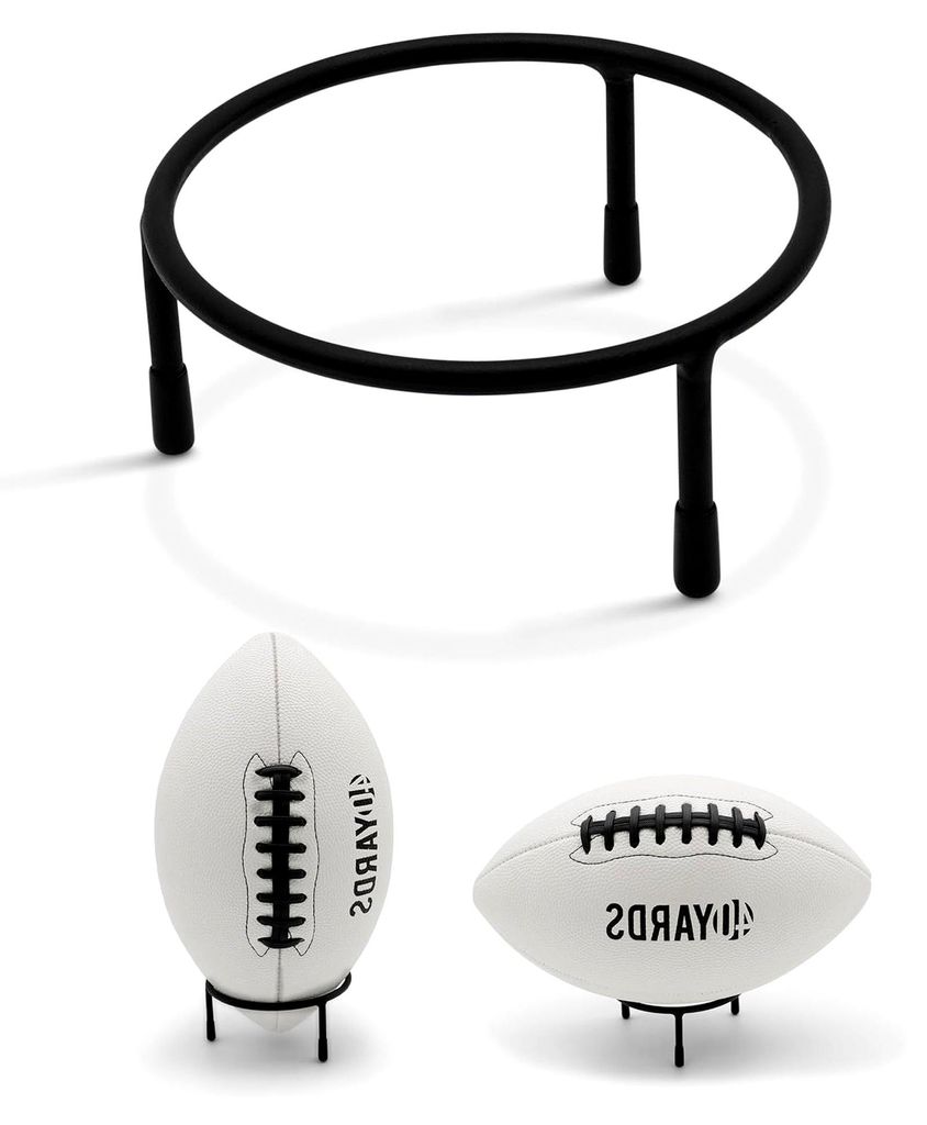 Standfuß für American Football / Ballständer aus Metall – 3-Bein Halterung Ø10 cm, Mattschwarz – Rutschfest mit Gumminoppen – Ballhalter ...