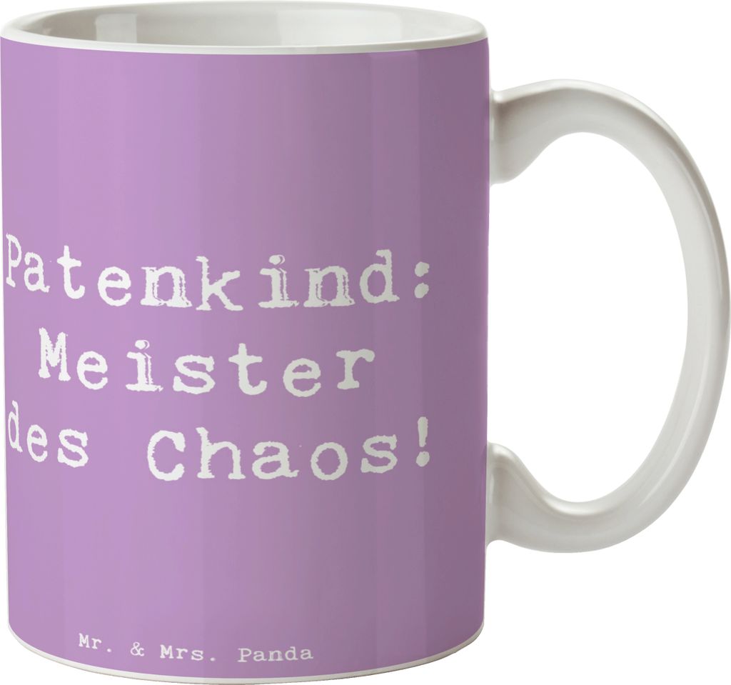 Mr. & Mrs. Panda kakaobecher Spruch Patenkind Chaosmeister - Lavendeltraum - Geschenk, Jubiläen, Kaffeetasse, Familie, haferl, Chaos, Fürsorge, T...