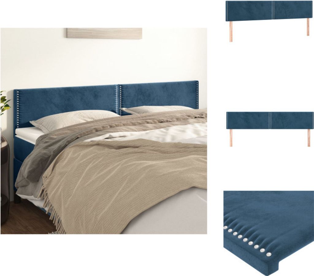 vidaXL Kopfteile 2 Stk. Dunkelblau 100x5x78/88 cm Samt - Kopf- & Fußenden