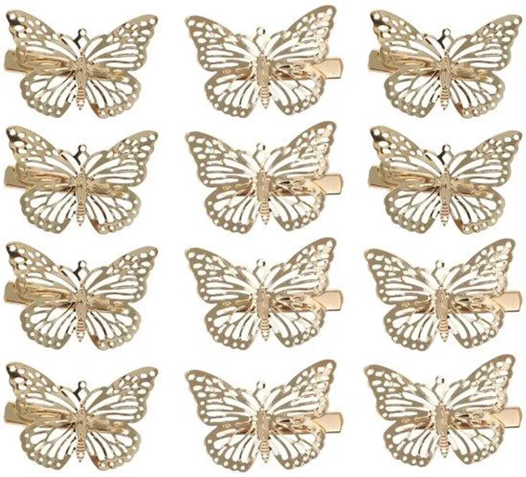 Barrettes de cérémonie pour fille : Nœuds dorés laqués en lot de 12