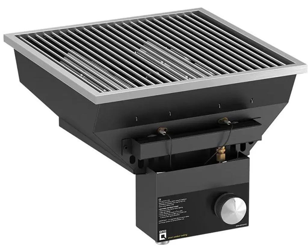 Barbecue à gaz encastrable 40x40 cm noir oneQ Flame pour jardin et terrasse