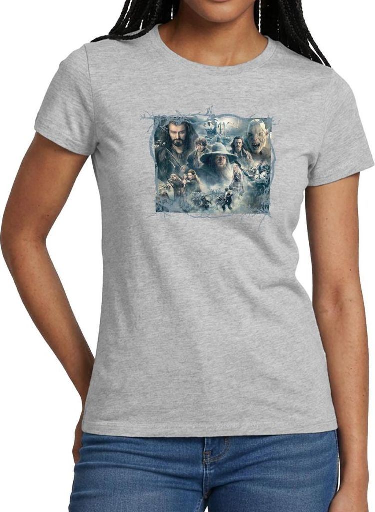 Spreadshirt Der Hobbit Die Schlacht der Fünf Heere Charaktere Frauen T-Shirt, XL, Grau meliert