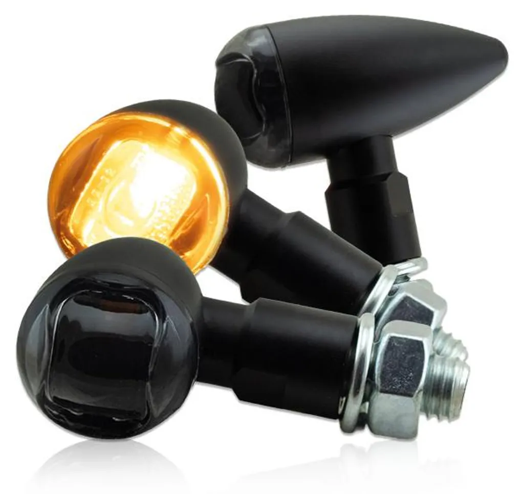 Clignotants LED en aluminium noir teinté au design Bullet vintage