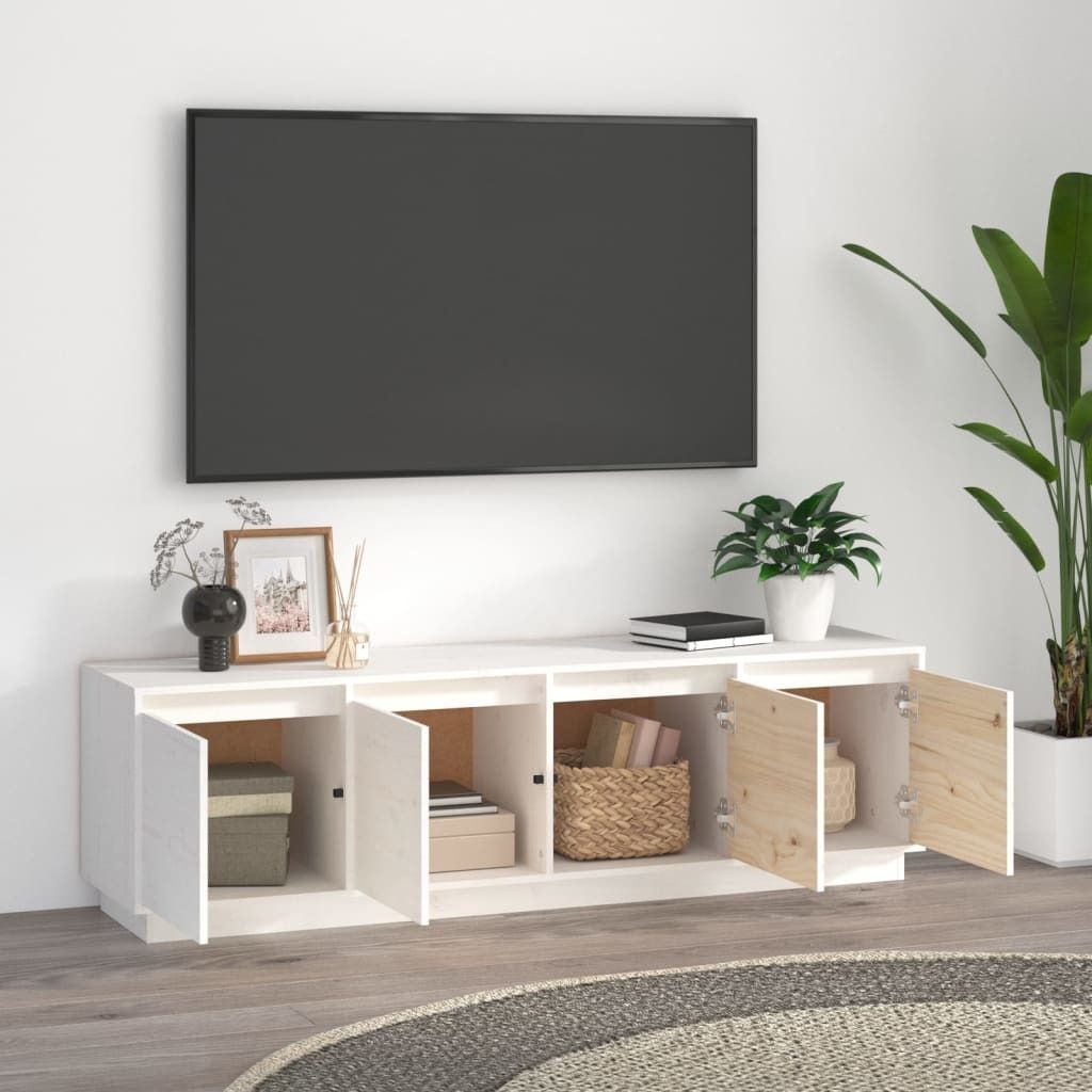 "Winterschlussverkauf "TV-Schrank Industriestil - CLORIS - Fernsehenschrank - Weiß 156x37x45 cm Massivholz Kiefer - DEMöbel1463384