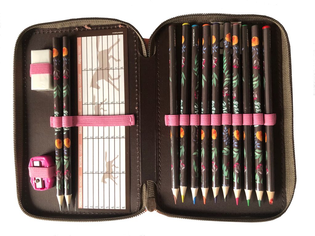 Derform Katzen Federmappe 3-Fach - Gefüllt Mit 43 Teilen