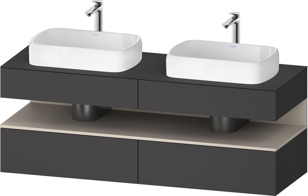 Duravit Qatego Konsolenwaschtischunterbau, 2 Auszüge, 2 Schubkästen, 2 Ausschnitte, 1600x550x600mm, Nische Taupe Supermatt, QA4779083490000