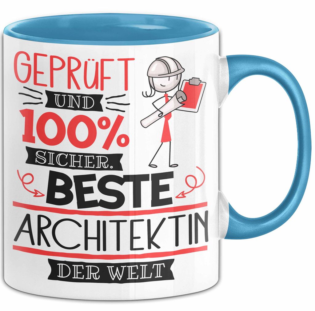 Beste Architektin Der Welt Tasse Geschenk für Eine Architektin Und Sicher Geschenkidee Geburtstag Weihnachten (Blau)