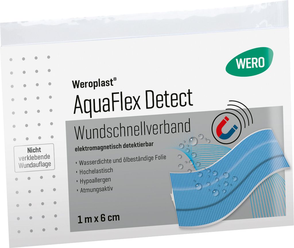 Weroplast AquaFlex Detect Wundschnellverband, detekt., 1 m x 6 cm