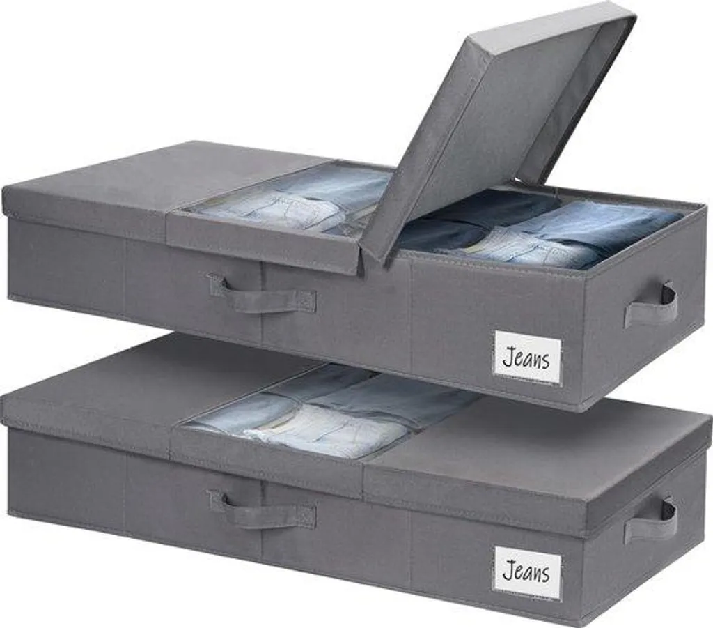 Tiroir de lit en tissu Oxford gris foncé lot de 2 pièces série ProStorage